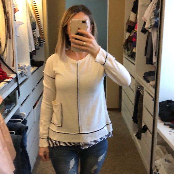 Cream layered look lightweight sweater - Picture 6 of 6